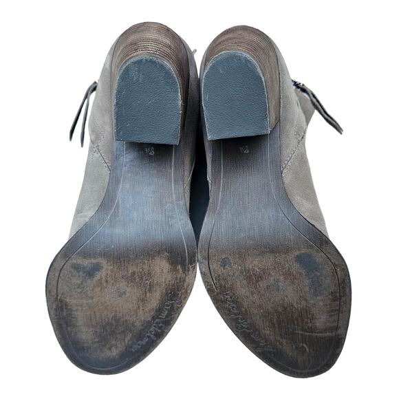 Buckle Detail Heeled Ankle Boot Sam Edelman Morris Size 8.5 Taupe Suede Leather - Picture 12 of 14